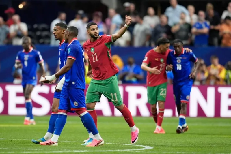 Ismail Saibari celebrates after scoring for Morocco at the 2026 FIFA World Cup.