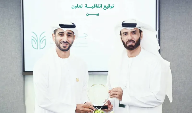 Representatives of the Endowments and Minors' Affairs Foundation in Dubai and the Dubai Foundation for Community Contributions — Jood signing a memorandum of understanding to strengthen cooperation on waqf and community development initiatives.