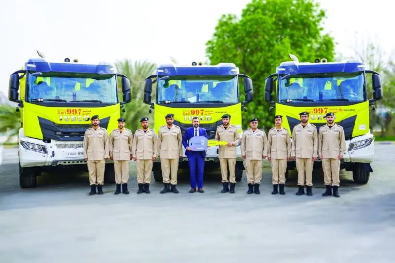 A modern IVECO T-WAY 480 firefighting vehicle as part of the Sharjah Civil Defence Authority's expanded operational fleet.