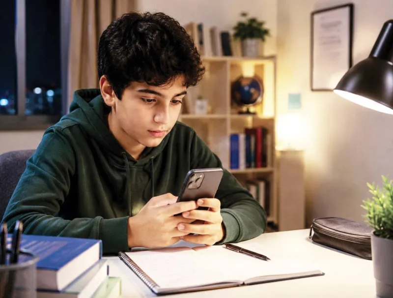 A child using a smartphone to browse social media, illustrating concerns about unregulated digital access among young people.