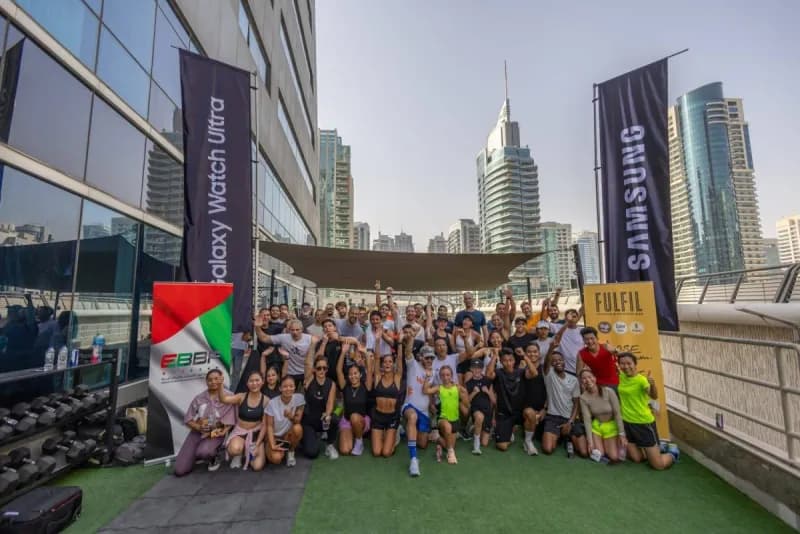 Participants of various ages running along the Dubai Marina Walk during the inaugural Galaxy Run Club community event organised by the UAE Bodybuilding and Fitness Federation.