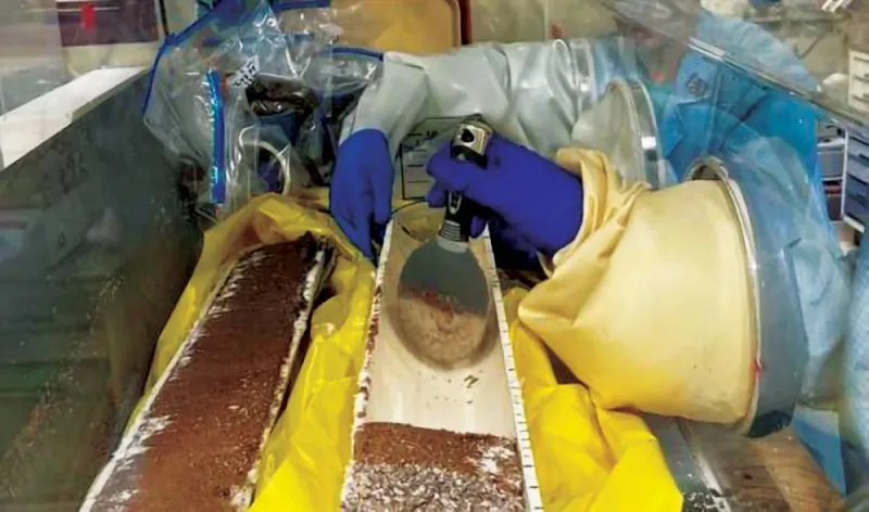 Crushed concrete rubble from a demolished nuclear facility, illustrating its potential use in radioactive waste disposal.