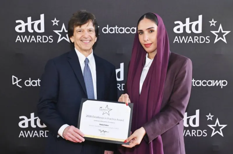 Dubai Police representatives at the ATD awards ceremony in Los Angeles, where the Excellence in Practice Award for learning technologies was received by the UAE Consul General.