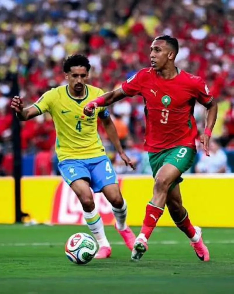 Soufiane Rahimi, Al Ain's Moroccan international forward, in action during a competitive match.