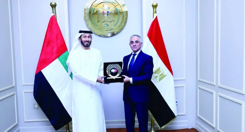 Judge Abdul Qader Moussa, Acting President of Dubai Courts for Judicial Affairs, meets with Egyptian Minister of Justice Mahmoud Al Sharif during an official visit to the Ministry of Justice in Cairo.