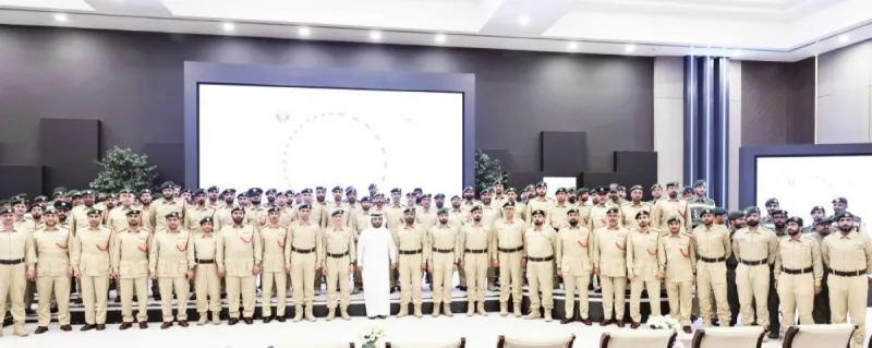 Major General Hareb Al Shamsi presenting honours to Dubai Police General Traffic Department field teams at a ceremony held at Dubai Police Officers Club.