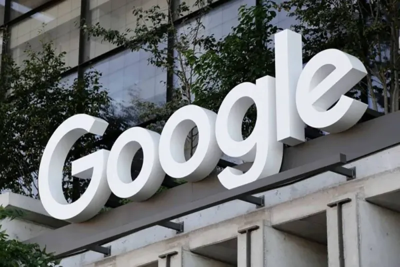 A Google logo displayed at a corporate office, illustrating the French court ruling ordering the company to pay €126 million in damages to media organisations over anti-competitive advertising practices.