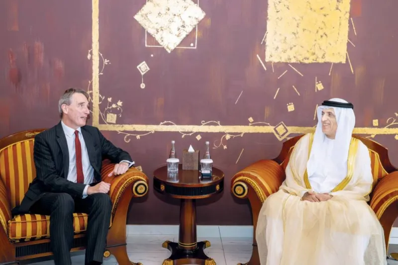 Sheikh Saud bin Saqr Al Qasimi, Ruler of Ras Al Khaimah, receiving the outgoing Dutch Ambassador Geerard Paul Marie Hubert Steegs at his palace in Saqr bin Mohammed City.