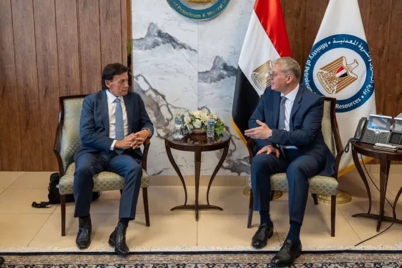 Egyptian Minister of Petroleum and Mineral Resources Karim Badawi meets with Dana Gas CEO Richard Hall to discuss the company's expansion plans in Egypt.