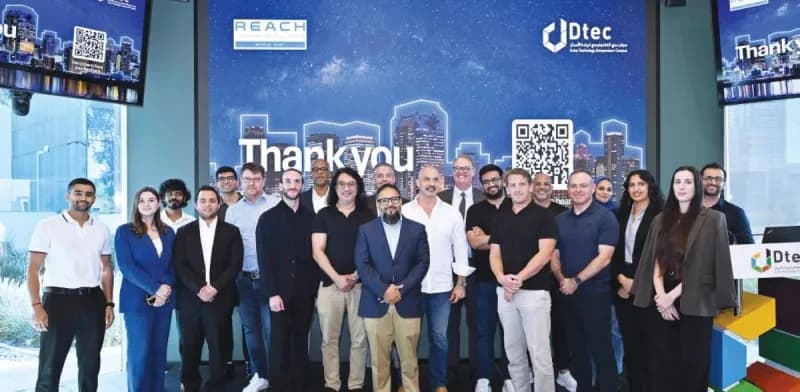 A promotional visual for the Reach Middle East proptech startup accelerator programme's second cohort launch in the UAE.