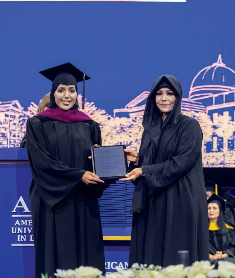 Sheikha Latifa bint Mohammed bin Rashid Al Maktoum presiding over the 29th graduation ceremony of the American University in Dubai, attended by 445 graduates representing 57 countries.