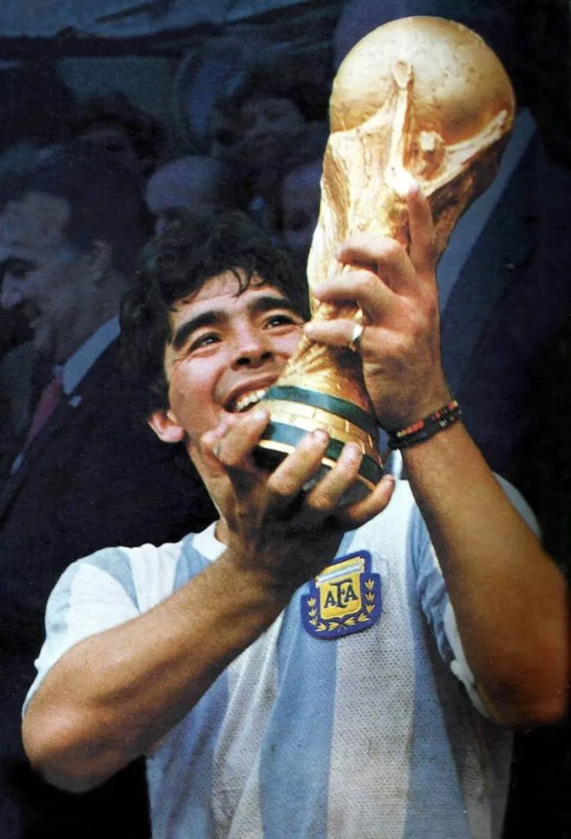 A archival image of Diego Maradona, the late Argentine football legend, during a public appearance.