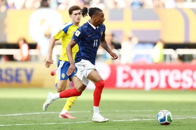Michael Olise in action for France during their 3-0 victory over Sweden at the 2026 World Cup.