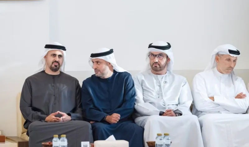 Sheikh Mohamed bin Zayed Al Nahyan offering condolences at a reception in Abu Dhabi.