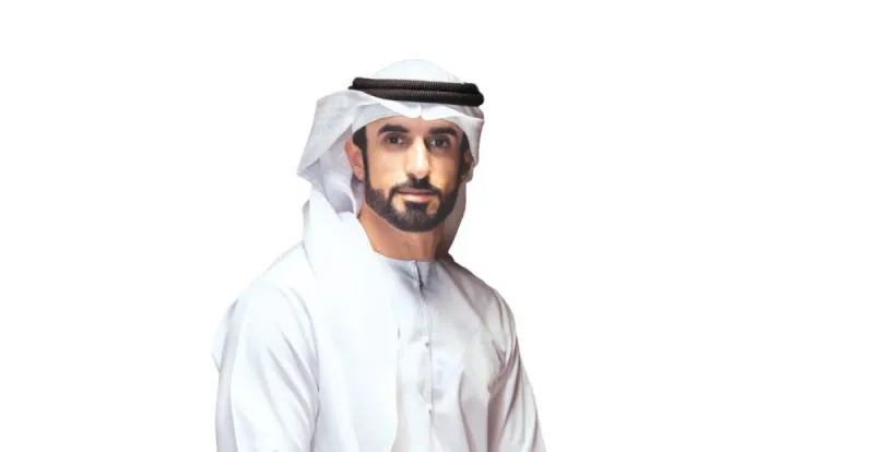 Sheikh Maktoum bin Mohammed bin Rashid Al Maktoum, First Deputy Ruler of Dubai, alongside a reference to Emirati entrepreneur Mohamed Al Kous Al Falasi and the Sadle brand.