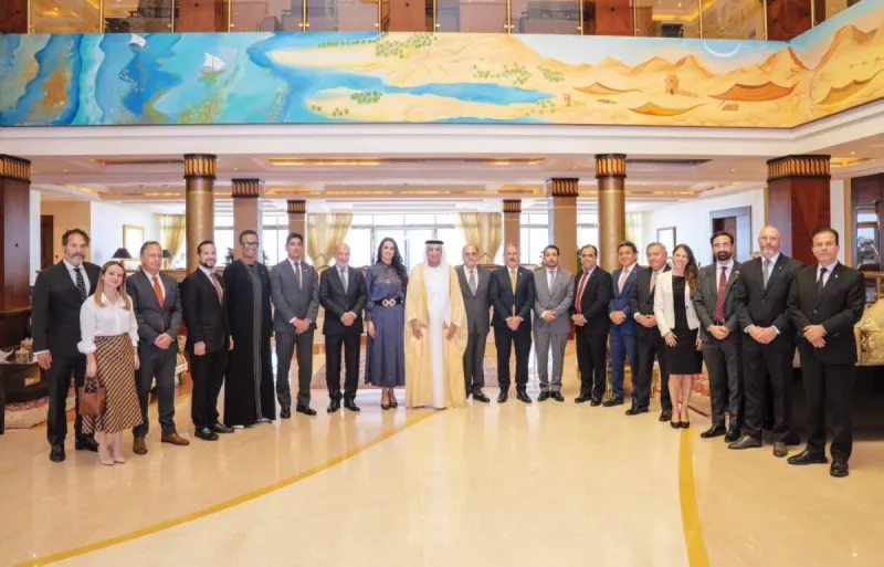 Sheikh Saud bin Saqr Al Qasimi meeting with Latin American and Caribbean ambassadors at his palace in Saqr bin Mohammed City.