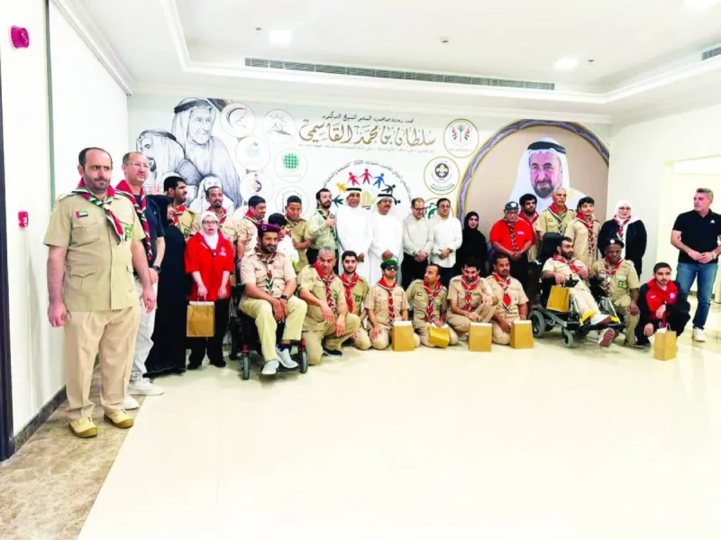 Members of the Shabab Al Tahaddi scouting troop at the closing ceremony of their annual scouting year, held in partnership between the Sharjah Scouts Commission and Sharjah City for Humanitarian Services.