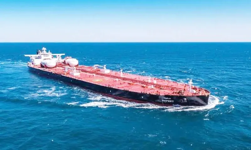 An offshore oil platform operated by ADNOC in UAE waters, representing the country's offshore crude production capacity.