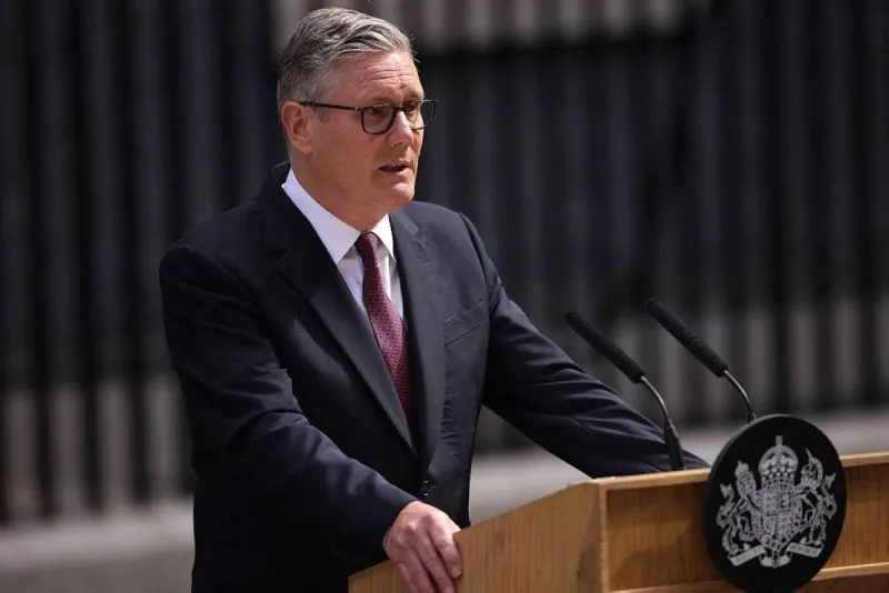 Outgoing British Prime Minister Keir Starmer speaking during a BBC interview.