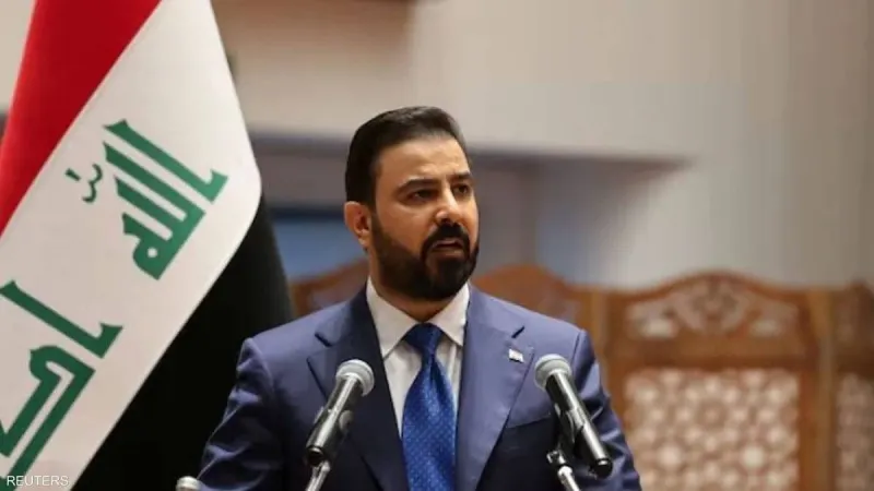 Iraqi Prime Minister Ali Al Zaydi speaking during a visit to the Ministry of Interior.