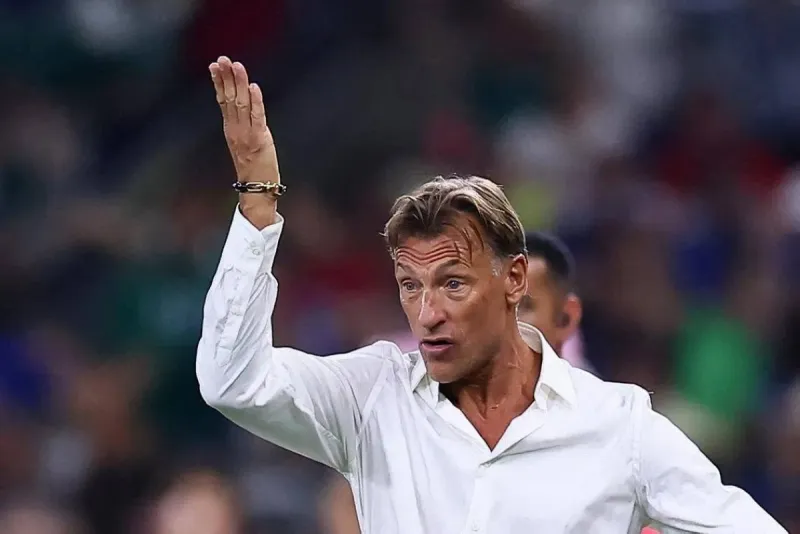 Hervé Renard gestures on the touchline while coaching the Tunisia national team at the 2026 FIFA World Cup.