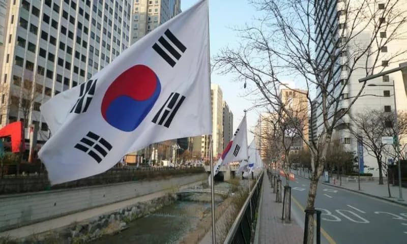 A government official addresses a joint government and ruling Democratic Party meeting in Seoul to announce plans for a semiconductor-revenue-backed Future Fund.