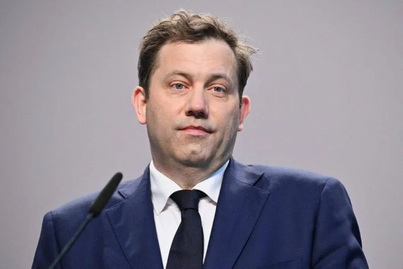 German Finance Minister and deputy chancellor Lars Klingbeil speaking at a press conference in Berlin.