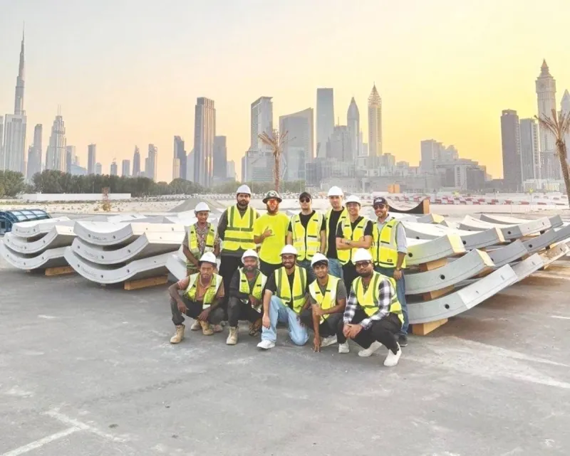 A rendering of the Dubai Loop underground high-speed transit tunnel project, showing precast concrete segments being prepared for construction.