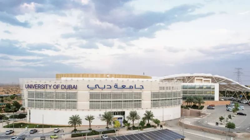 The University of Dubai campus, whose institution has climbed 100 places in the QS World University Rankings 2027.