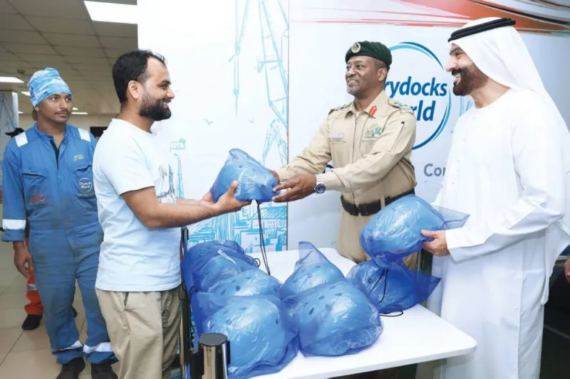 Brigadier Dr Hassan Suhail Al Suwaidi presides over the launch of the road safety awareness initiative for bicycle and scooter users at Drydocks World in Dubai.