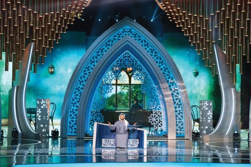 A stage set up at Al Raha Beach Theatre in Abu Dhabi, the venue for the live episodes of the 'Prince of Poets' programme.