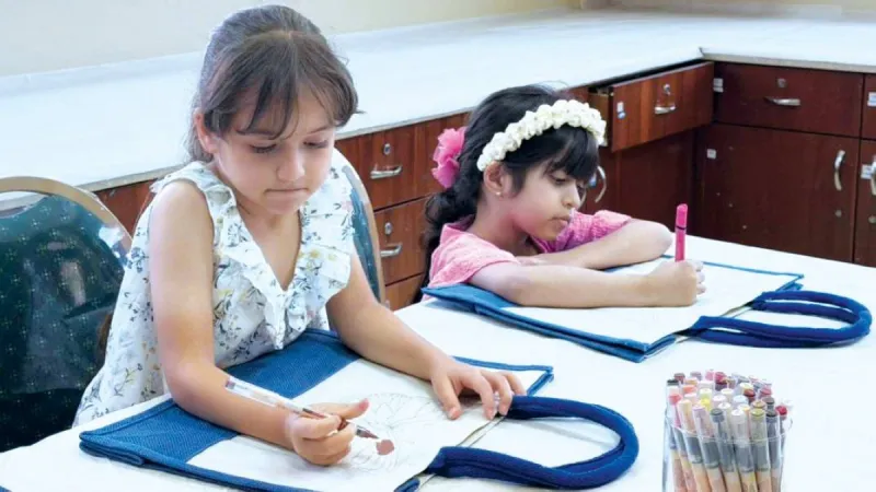 Girls participating in activities at the Qayth Al Mahaarat summer programme organised by the Dubai Women's Renaissance Association.