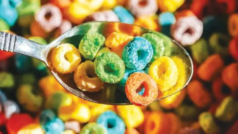 A bowl of breakfast cereal, illustrating a study warning of potential effects on brain development in young children.