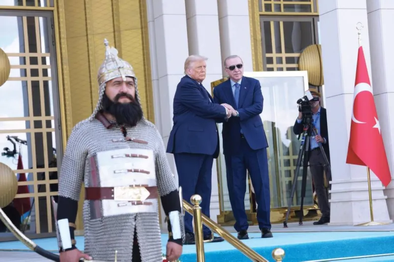 US President Donald Trump and Turkish President Recep Tayyip Erdoğan stand together in Ankara during the NATO summit.