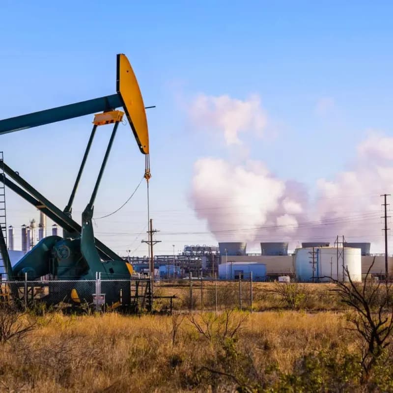 Oil pump jacks operating in a field, illustrating the sharp rise in global crude prices following Trump's ceasefire announcement with Iran.