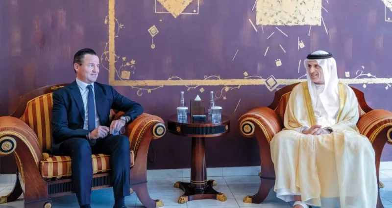 Sheikh Saud bin Saqr Al Qasimi receiving Belgian Ambassador Anton Delcourt at his palace in Saqr bin Mohammed City on the occasion of the conclusion of the ambassador's tenure.