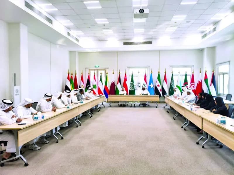 Children representing Arab nations gather at the Arab Parliament for the Child headquarters in Sharjah ahead of the fourth session of the fourth term.