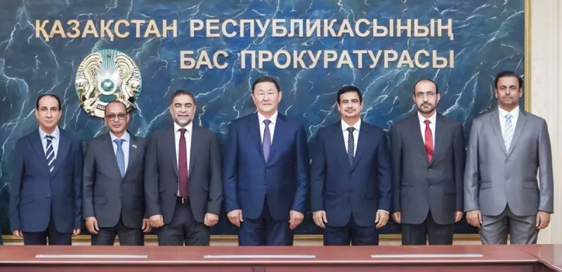 A delegation from the Abu Dhabi Judicial Department meeting with Kazakhstan's Prosecutor General Berik Asilov in Astana.