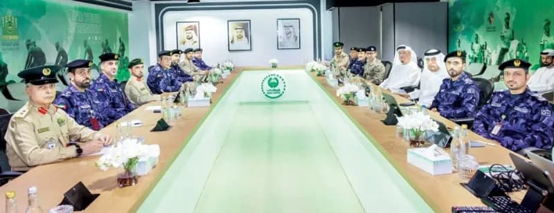 Lieutenant General Dhahi Khalfan Tamim chairs the Federal Police Leadership Council's fourth meeting of 2026 at the Police Officers' Club in Dubai.