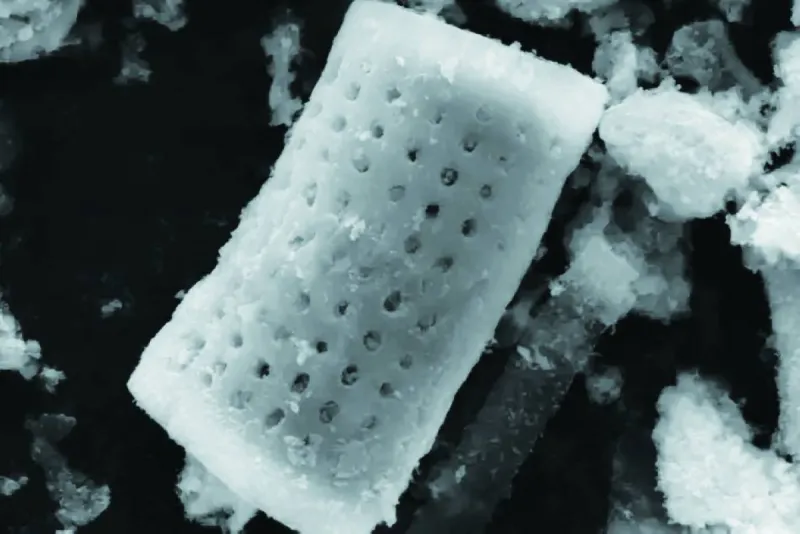 A close-up of a smart wound dressing designed to release oxygen bubbles that destroy antibiotic-resistant bacteria.