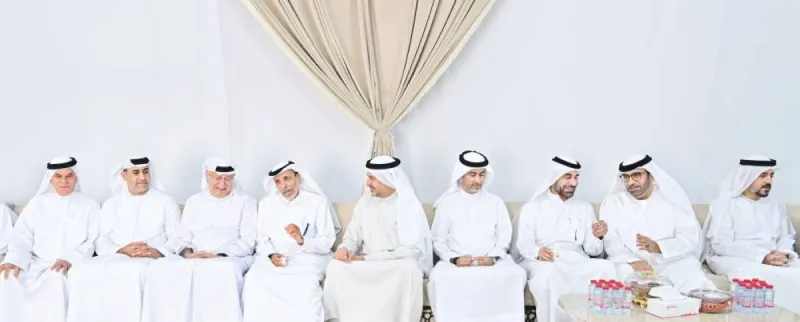 Mourners and officials attending a condolence council in Dubai for Sheikh Abdulrahman Al Shafi'i Al Madani.