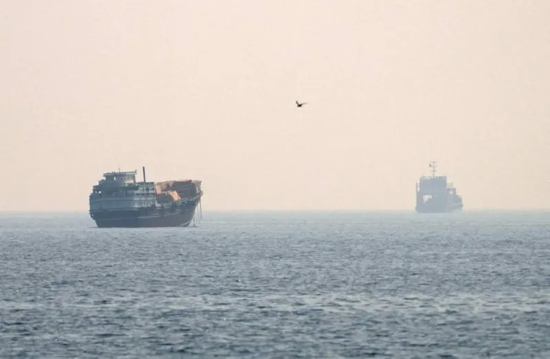 Aerial view of a vessel navigating the Strait of Hormuz, the strategic waterway at the centre of US–Iran tensions.
