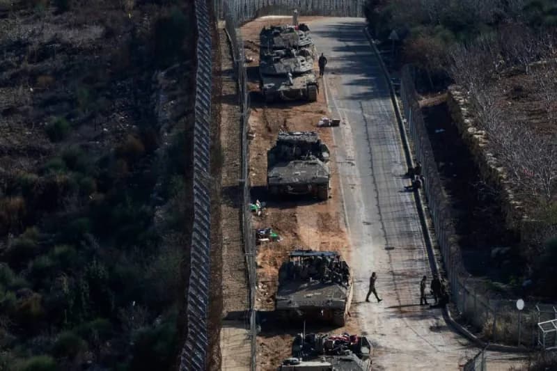 Israeli military vehicles operating near the Yarmouk Basin area along the Syrian Golan boundary.