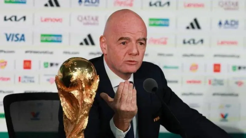 FIFA president Gianni Infantino speaks in support of expanding the World Cup to 64 teams.