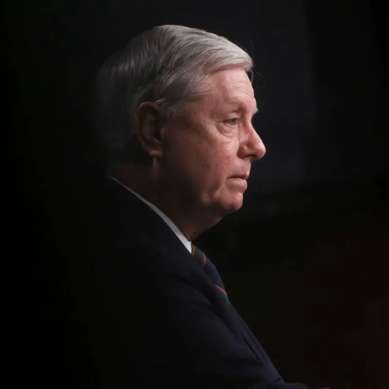 Senator Lindsey Graham speaking at a public event, representing one of the most influential Republican figures in the US Senate for over two decades.