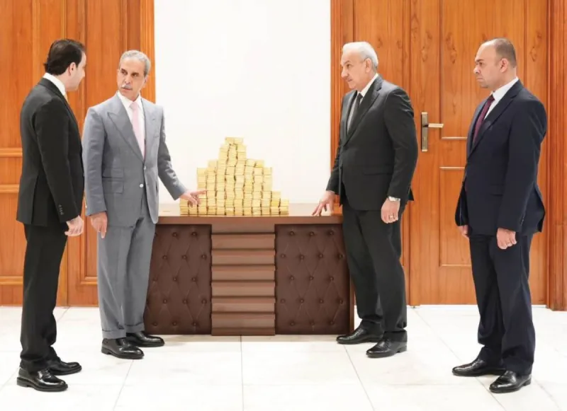Iraqi gold bars recovered as part of anti-corruption investigations, handed over to the Central Bank of Iraq.