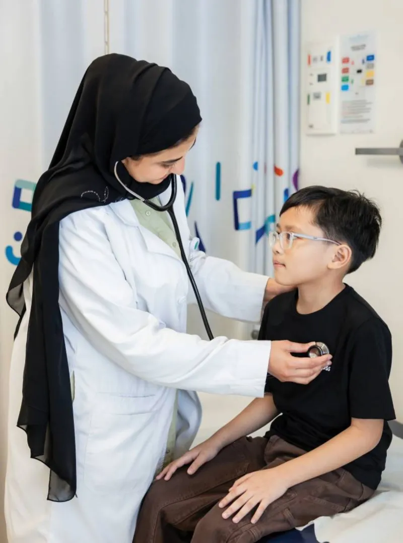 Children and medical volunteers participating in the Clinic of Hope charitable initiative at Jalila Children's Specialty Hospital in Dubai.