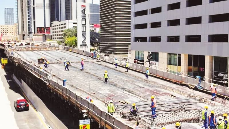 Road construction and development works underway at a major Dubai intersection as part of the RTA's July infrastructure improvement programme.