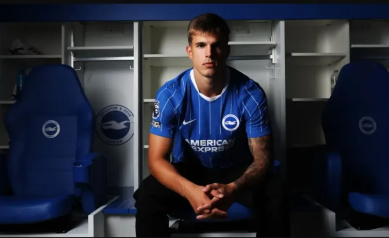 Croatian international defender Luka Vušković pictured after completing his club-record move from Tottenham to Brighton.