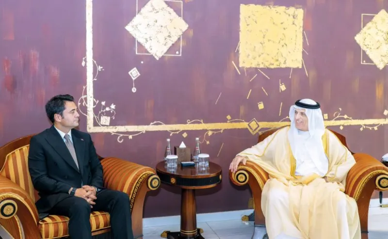 Sheikh Saud bin Saqr Al Qasimi, Ruler of Ras Al Khaimah, meeting with Turkish Consul General Anwar Sheilan at his palace in Saqr bin Mohammed City.